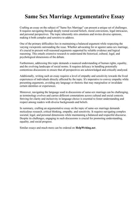 argumentatibo same sex marriage|Argumentative Research .